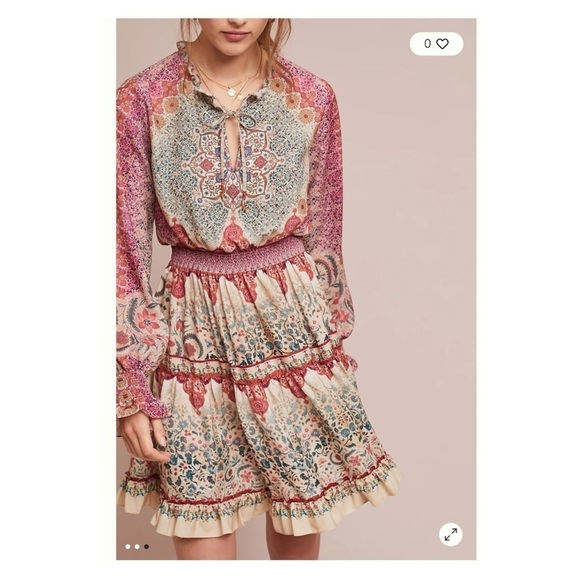 SIDDHARTHA BANSAL Anthropologie Dakota Long Sleeve Peasant Mini Dress Small - Picture 4 of 8